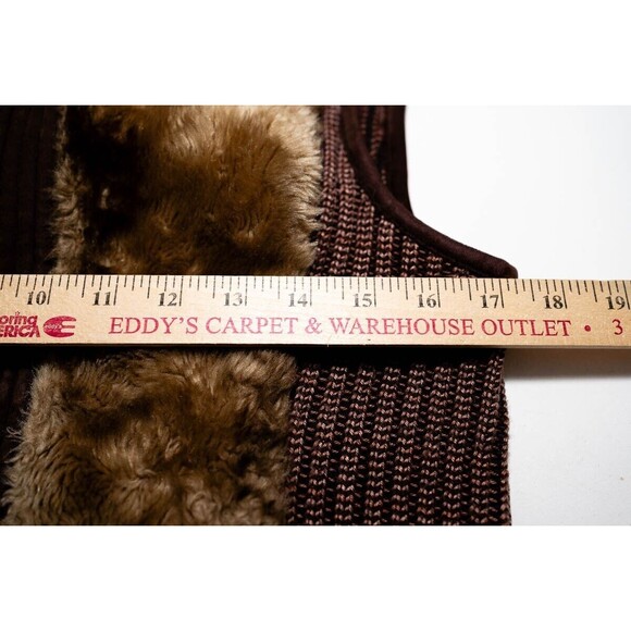 Vintage Bao Song suede faux fur sweater sides womens vest M - Picture 4 of 6